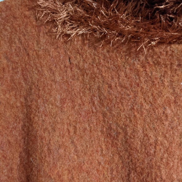 Vintage Wool Poncho Burnt Orange One Size Retro Fall Winter - Picture 7 of 7